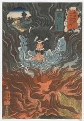 Negenenzestig stations van de Kisokaido: Warabi, Inuyama Dosetsu, Edo-periode, 1852